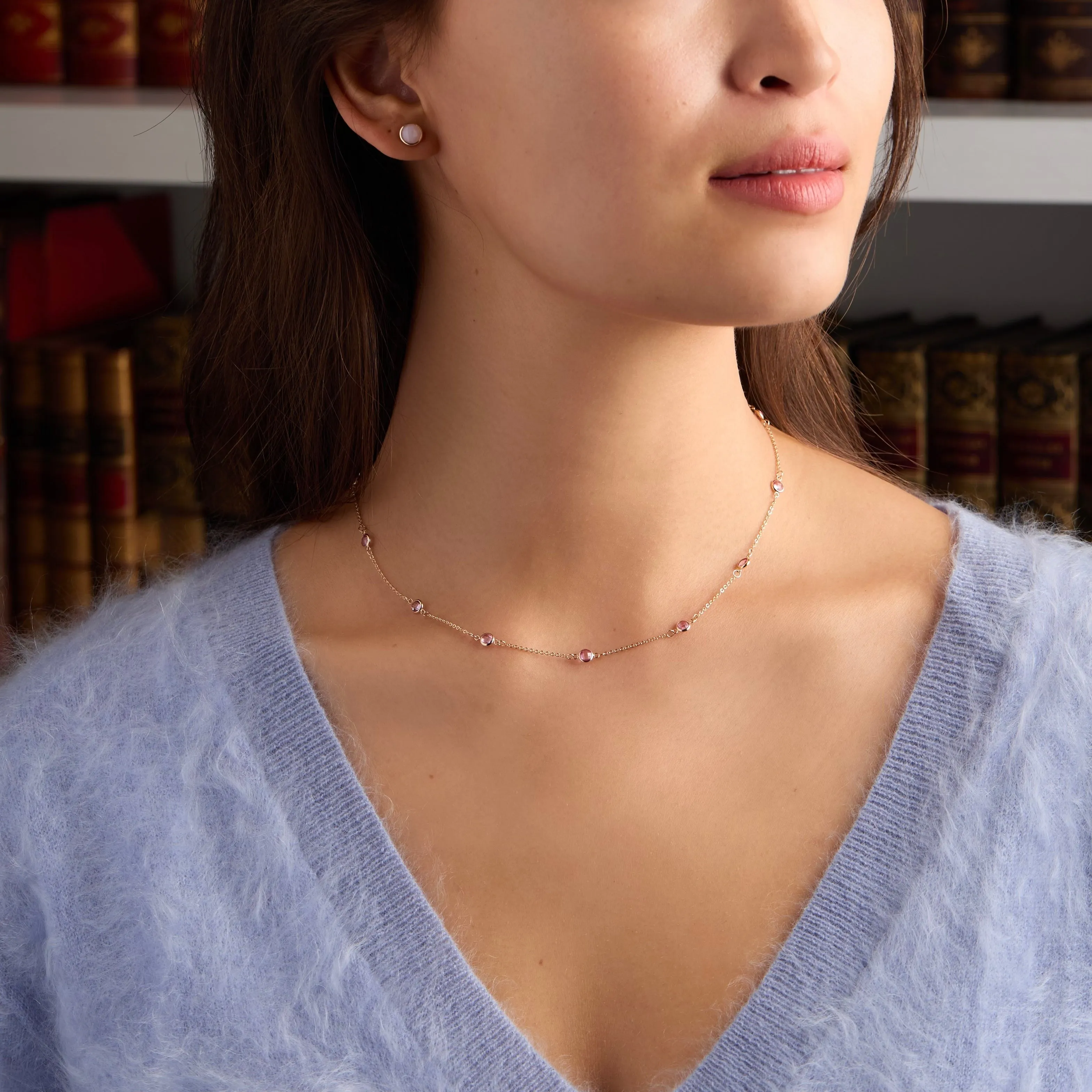 Bayberry 11 Pink Sapphire Necklace in 14k Gold (October) sold by Haverhill product image thumbnail 2