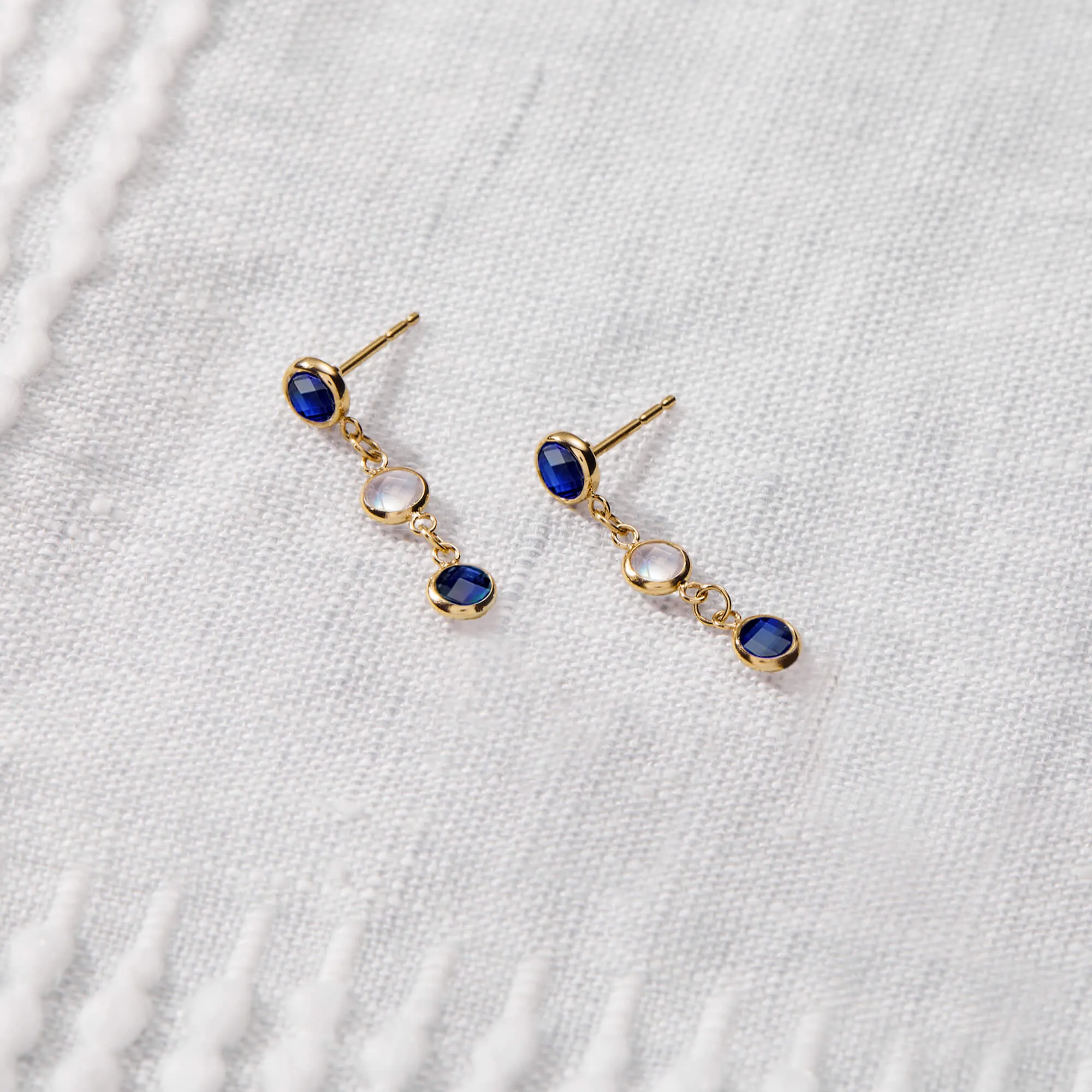 Petite 3 Birthstone Earrings in 14k Gold sold by Haverhill product image thumbnail 3