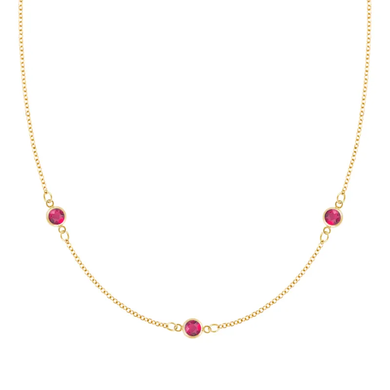 Bayberry 3 Ruby Necklace in 14k Gold (July) sold by Haverhill