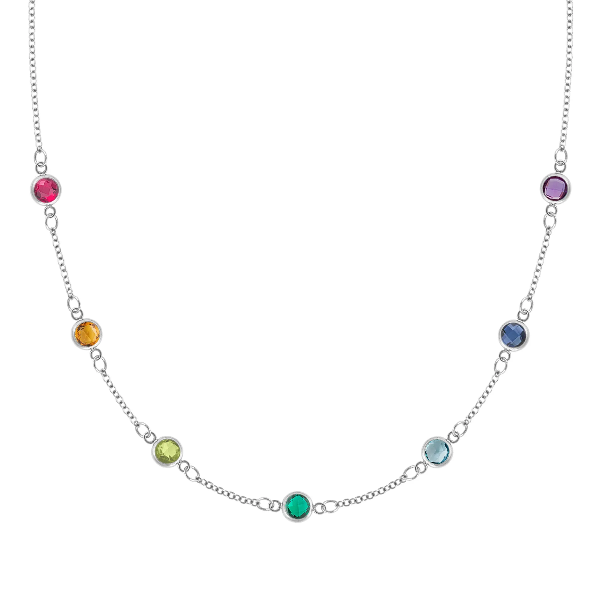 Rainbow 7 Stone Necklace in 14k Gold sold by Haverhill product image thumbnail 5
