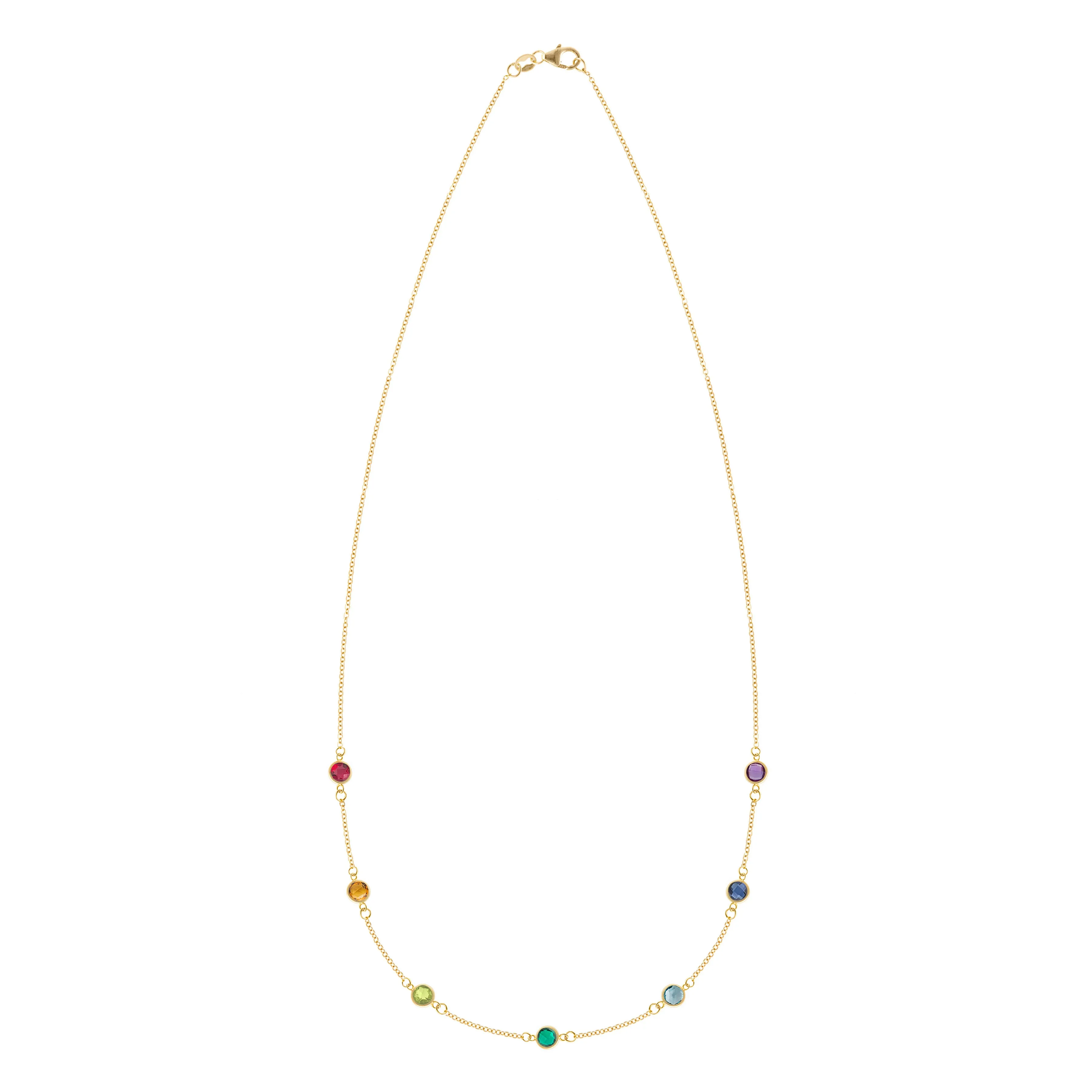 Rainbow 7 Stone Necklace in 14k Gold sold by Haverhill product image thumbnail 3