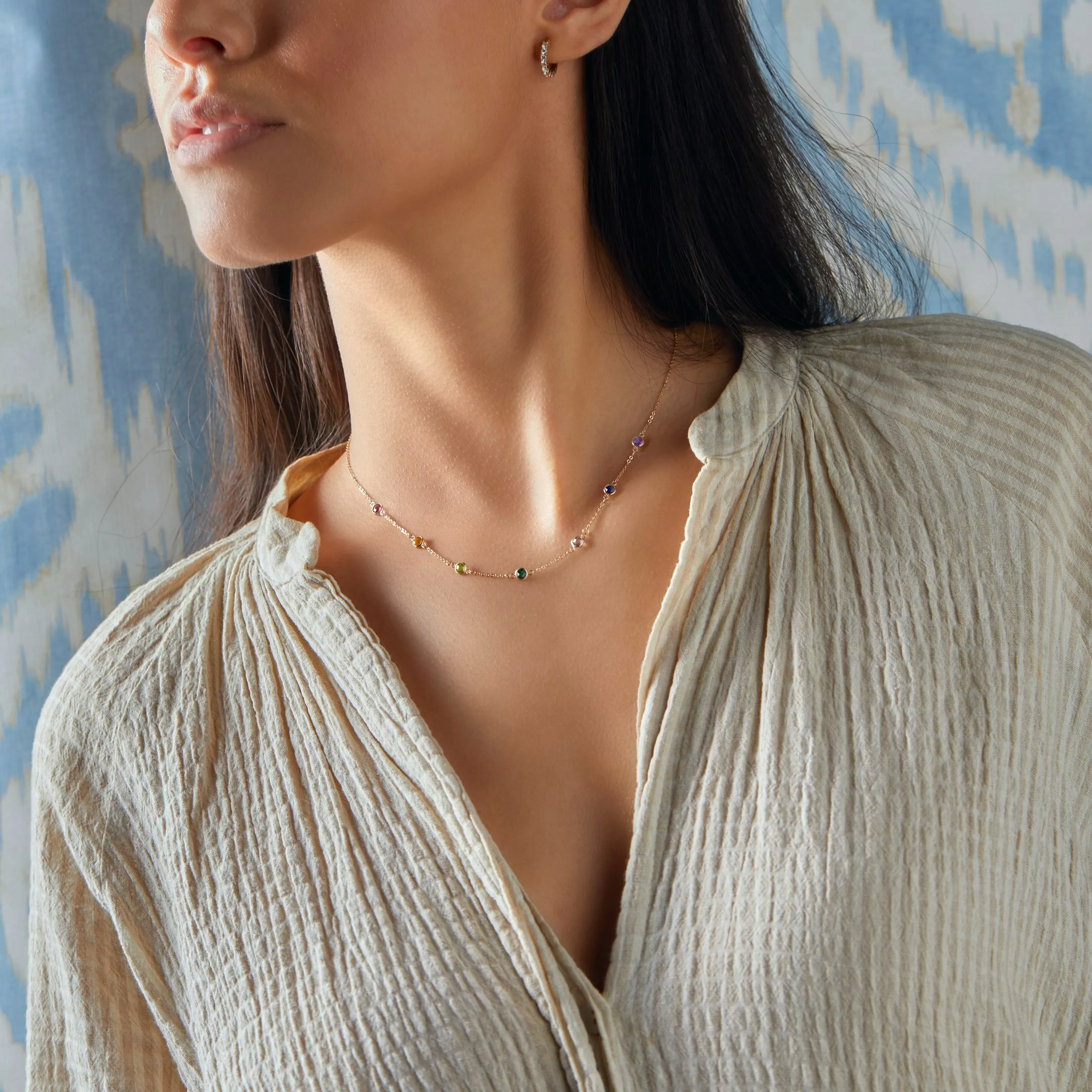 Rainbow 7 Stone Necklace in 14k Gold sold by Haverhill product image thumbnail 2