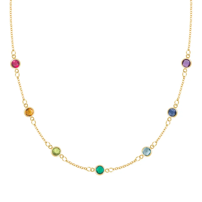 Rainbow 7 Stone Necklace in 14k Gold sold by Haverhill
