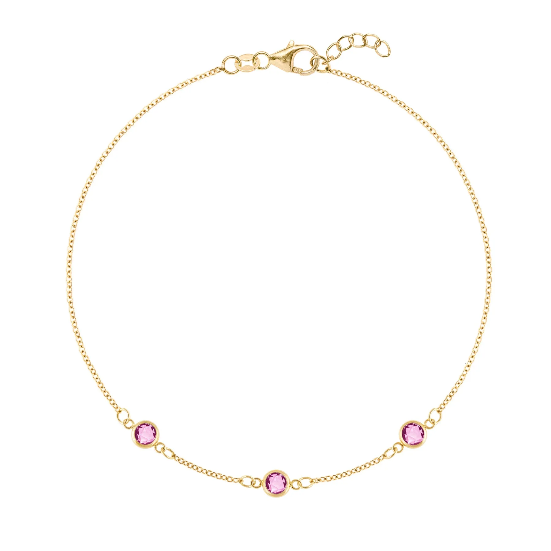 Bayberry 3 Pink Sapphire Bracelet in 14k Gold (October) sold by Haverhill