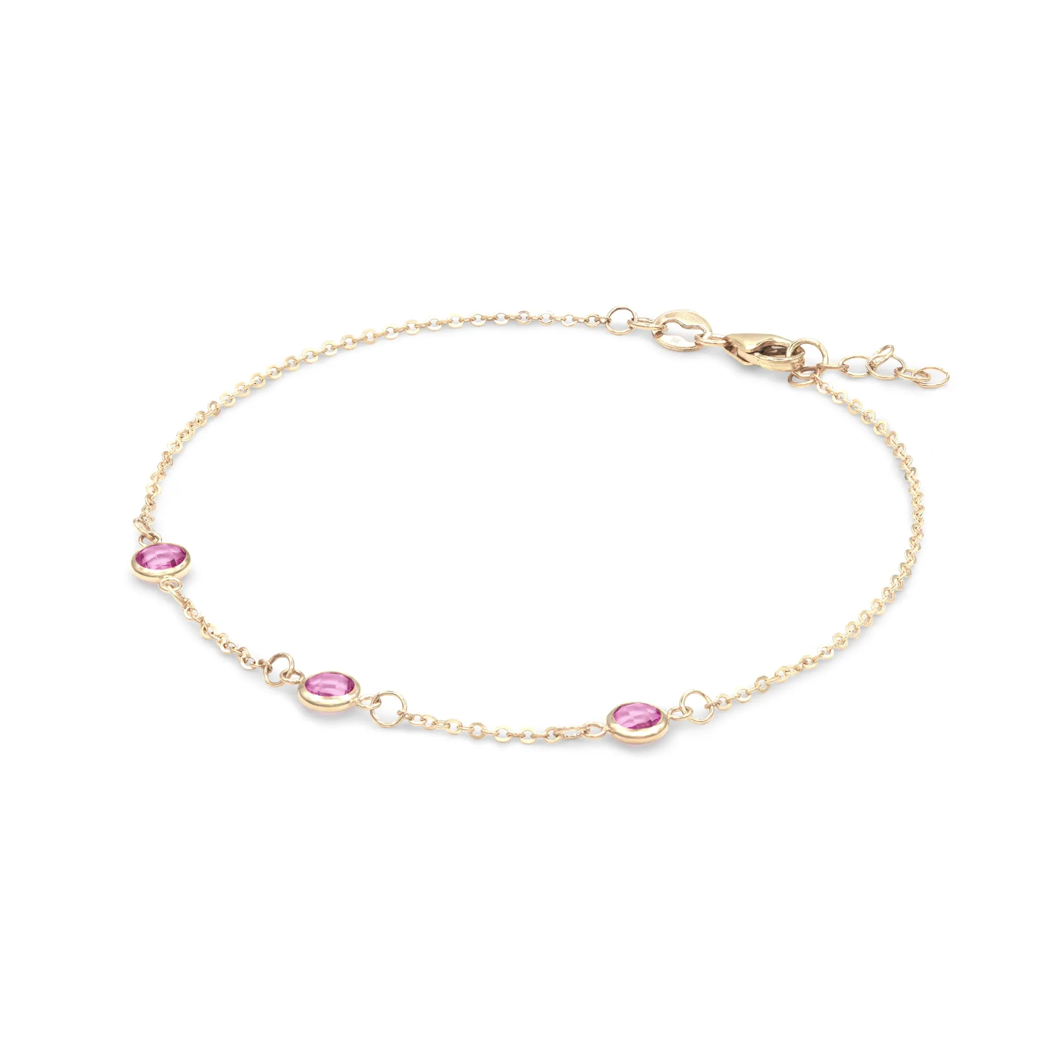 Bayberry 3 Pink Sapphire Bracelet in 14k Gold (October) sold by Haverhill product image thumbnail 4