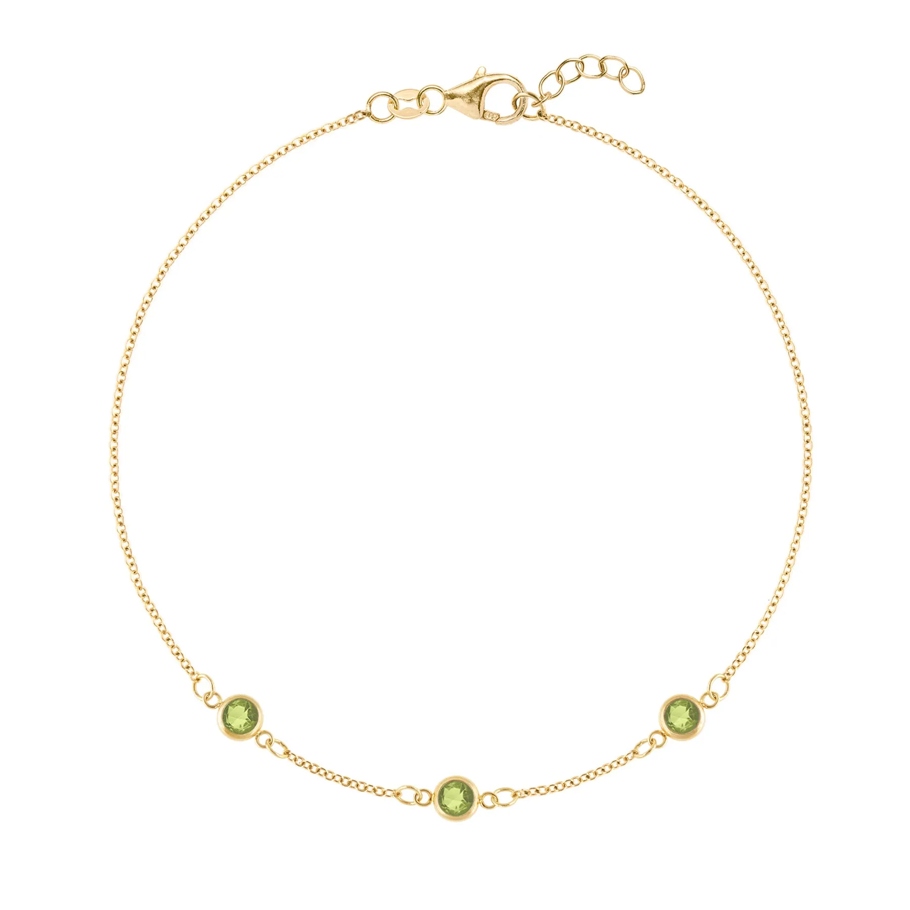 Bayberry 3 Peridot Bracelet in 14k Gold (August) sold by Haverhill