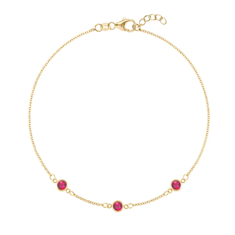 Bayberry 3 Ruby Bracelet in 14k Gold (July) sold by Haverhill