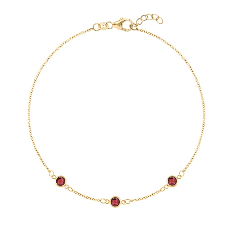 Bayberry 3 Garnet Bracelet in 14k Gold (January) sold by Haverhill