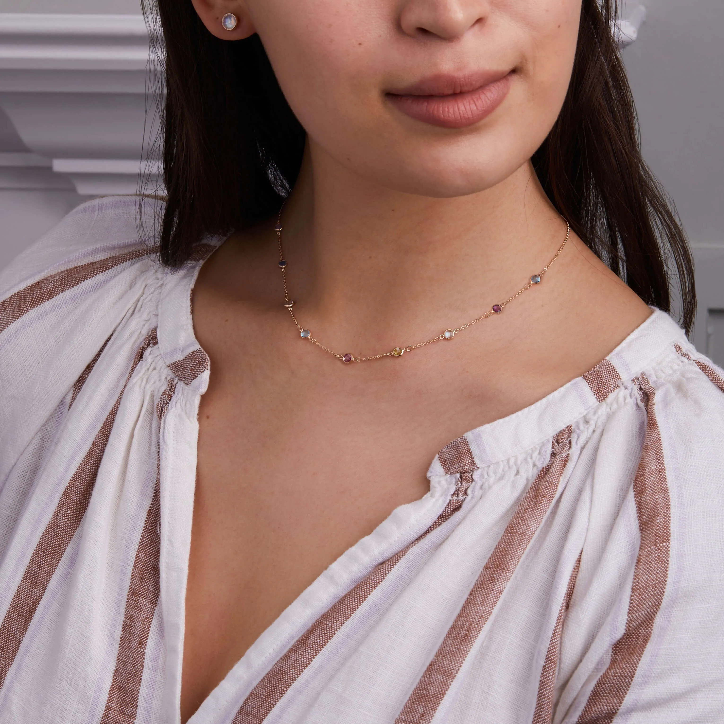 Petite 9 Birthstone Necklace in 14k Gold sold by Haverhill product image thumbnail 2