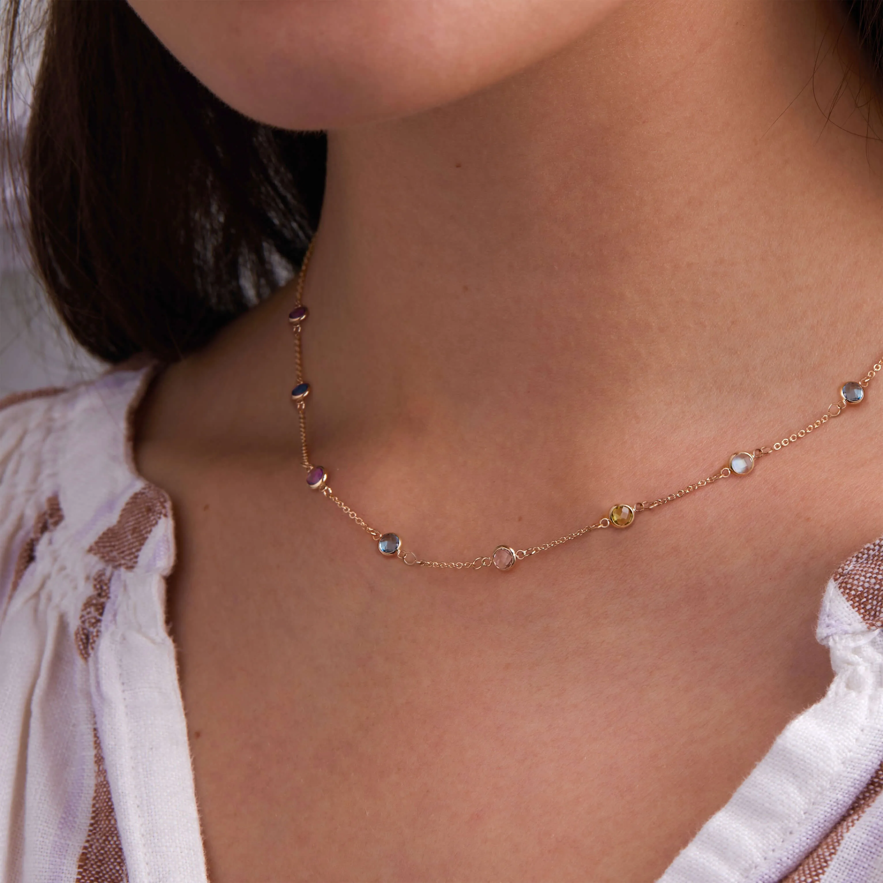 Petite 8 Birthstone Necklace in 14k Gold sold by Haverhill product image thumbnail 3