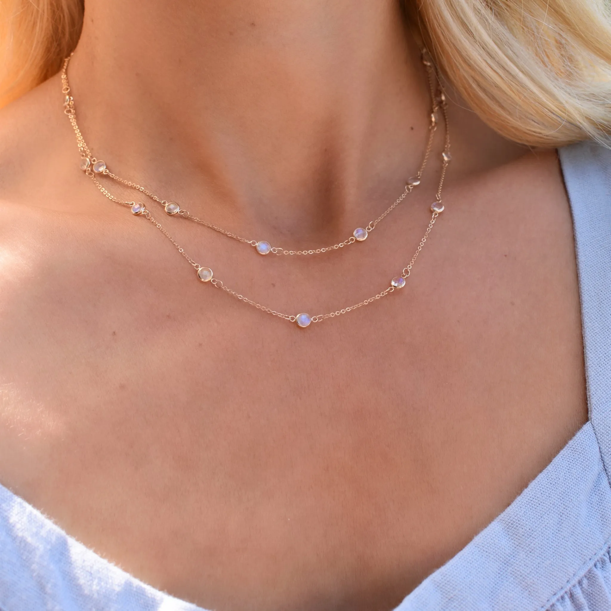 Bayberry Moonstone Long Necklace in 14k Gold (June) sold by Haverhill product image thumbnail 2