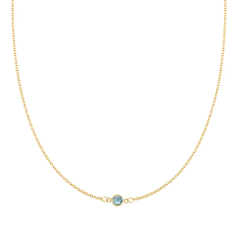 Petite 1 Nantucket Blue Topaz Necklace in 14k Gold (December) sold by Haverhill