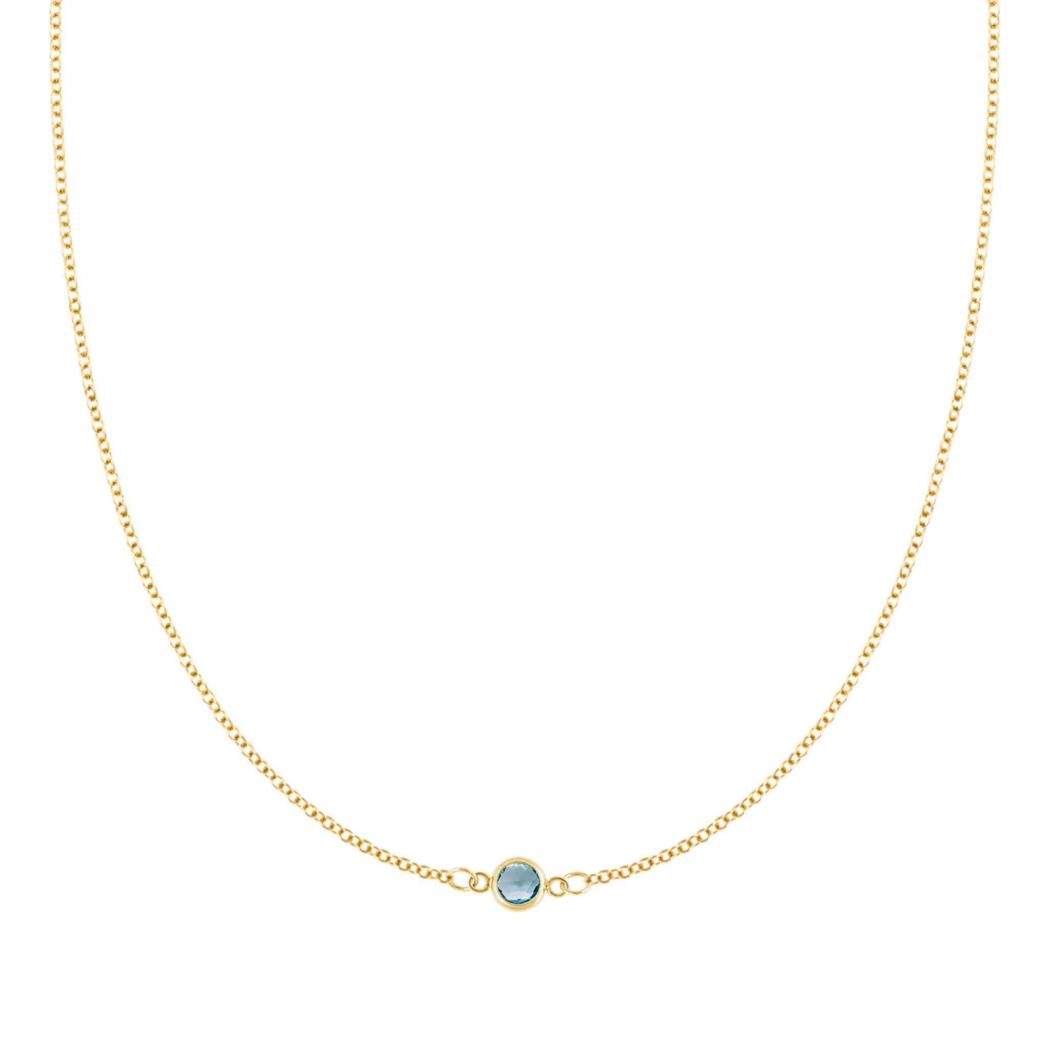 Petite 1 Nantucket Blue Topaz Necklace in 14k Gold (December) sold by Haverhill