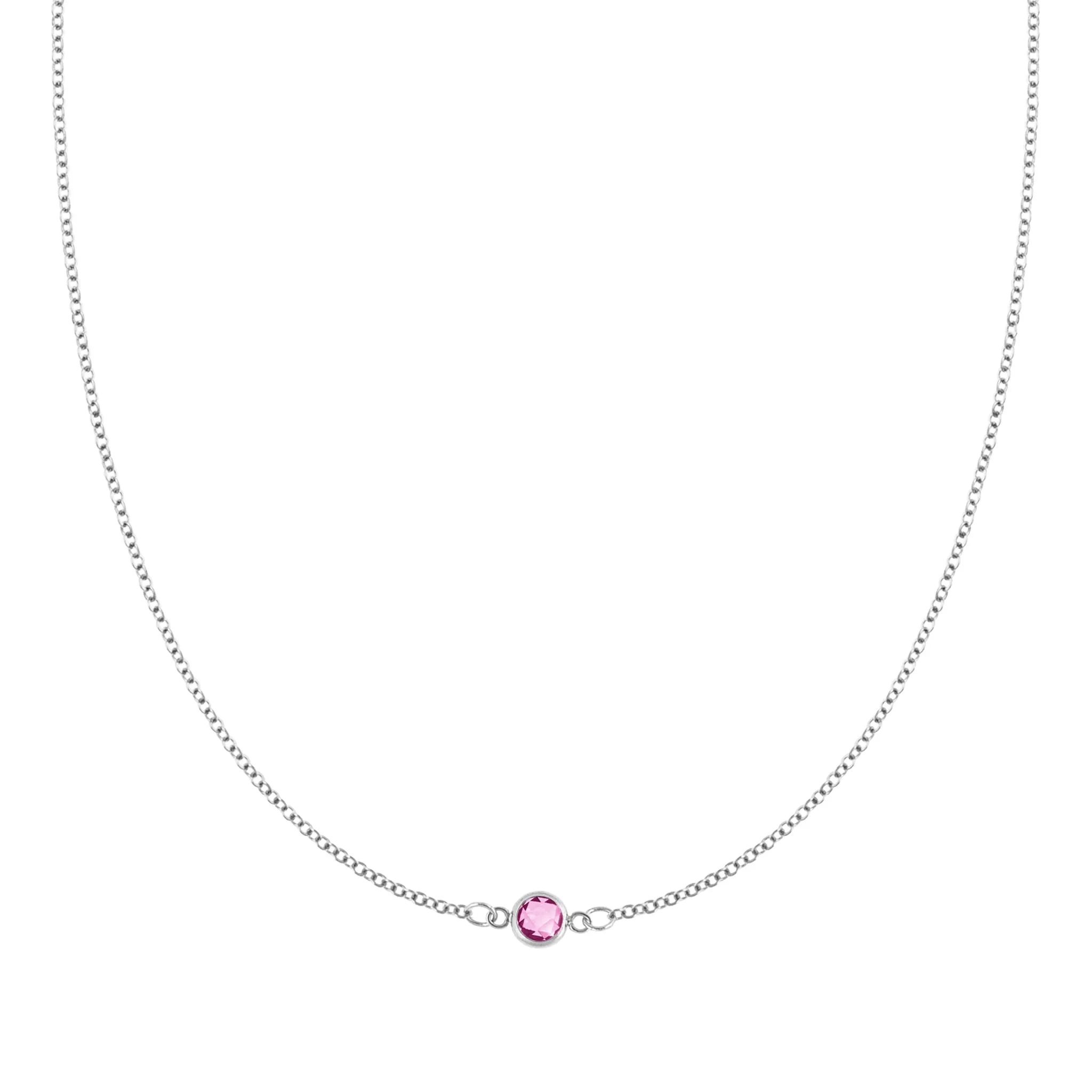 Petite 1 Pink Sapphire Necklace in 14k Gold (October) sold by Haverhill product image thumbnail 5
