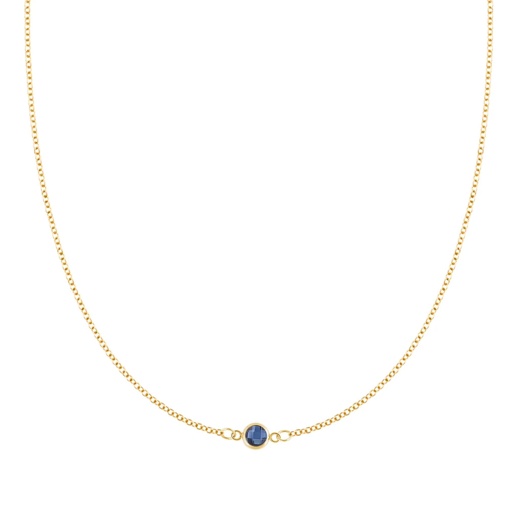 Petite 1 Sapphire Necklace in 14k Gold (September) sold by Haverhill