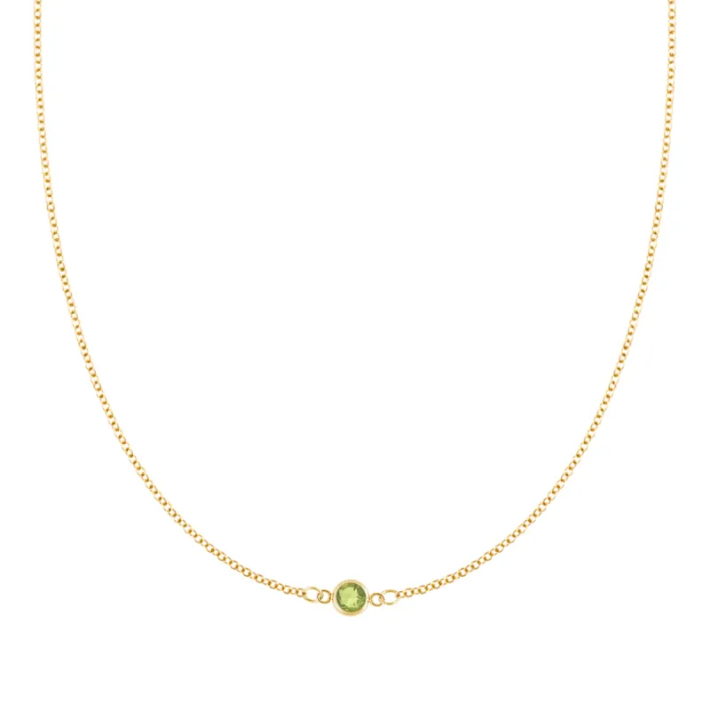Petite 1 Peridot Necklace in 14k Gold (August) sold by Haverhill