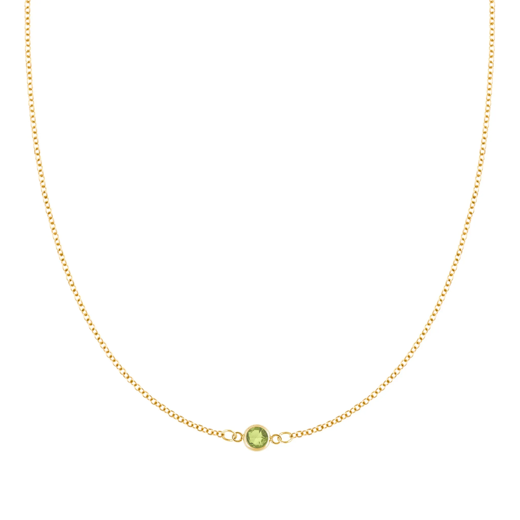 Petite 1 Peridot Necklace in 14k Gold (August) sold by Haverhill