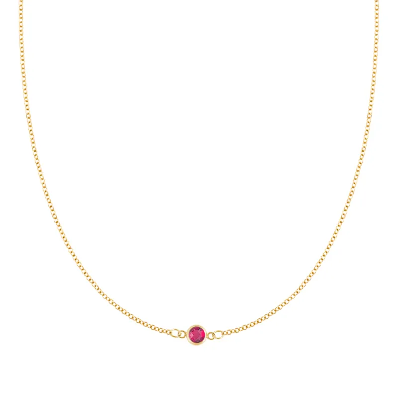 Petite 1 Ruby Necklace in 14k Gold (July) sold by Haverhill