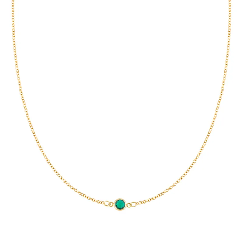 Petite 1 Emerald Necklace in 14k Gold (May) sold by Haverhill