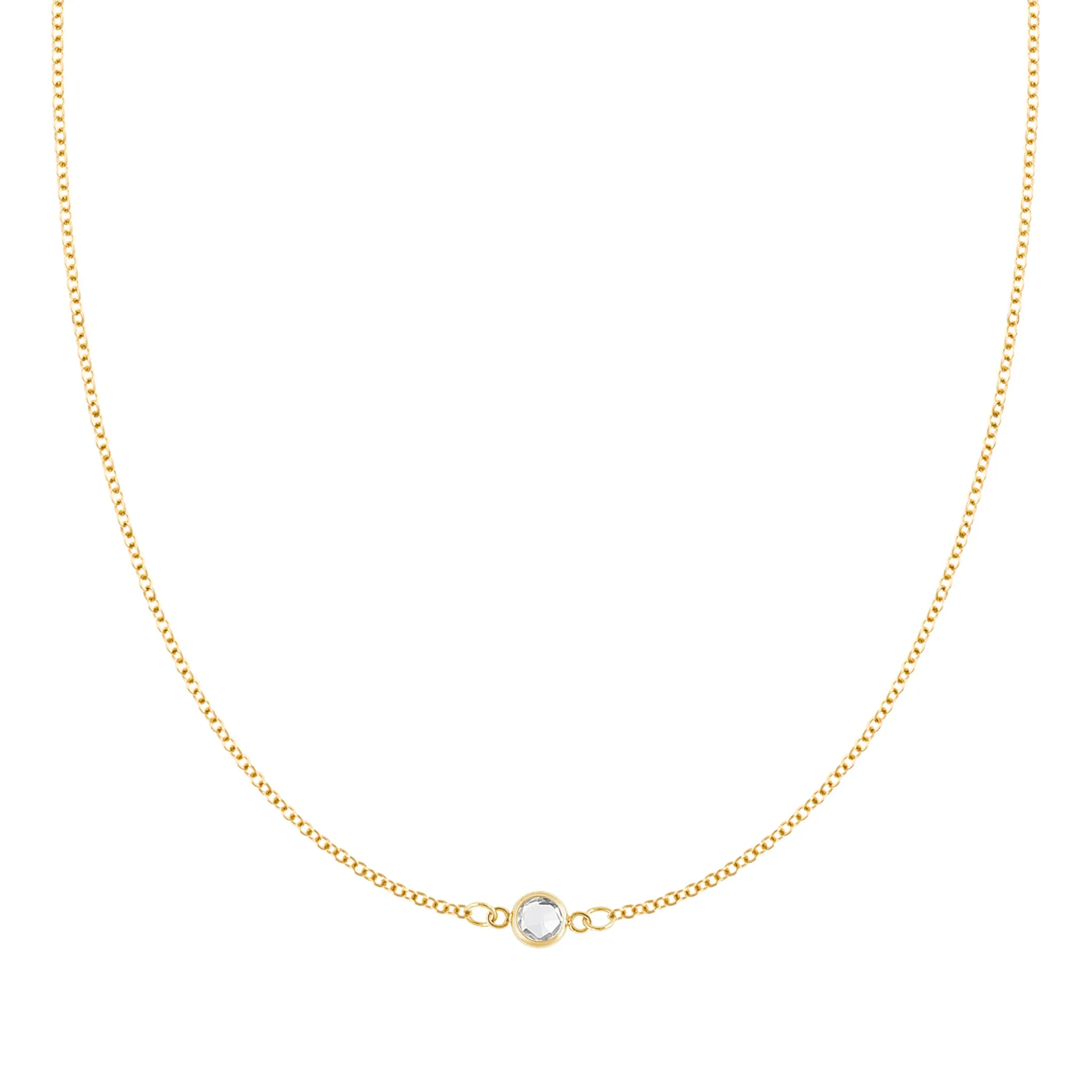 Petite 1 White Topaz Necklace in 14k Gold (April) sold by Haverhill