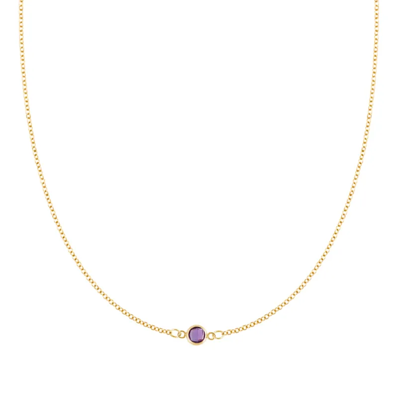 Petite 1 Amethyst Necklace in 14k Gold (February) sold by Haverhill