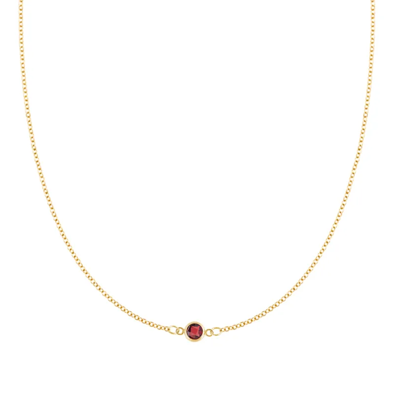 Petite 1 Garnet Necklace in 14k Gold (January) sold by Haverhill