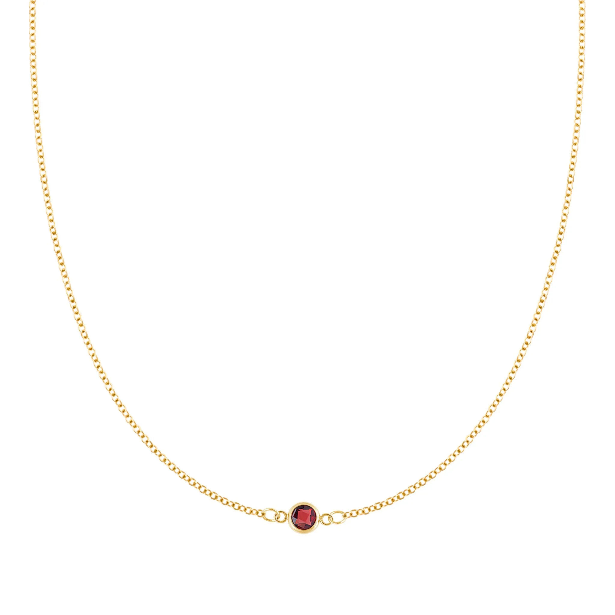 Petite 1 Garnet Necklace in 14k Gold (January) sold by Haverhill