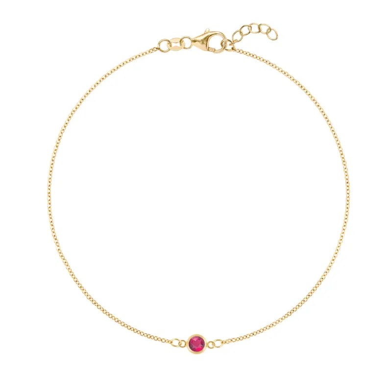 Petite 1 Ruby Bracelet in 14k Gold (July) sold by Haverhill