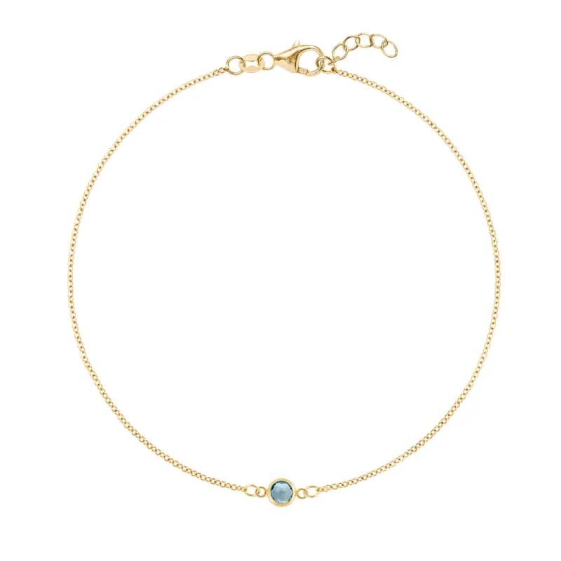 Petite 1 Nantucket Blue Topaz Bracelet in 14k Gold (December) sold by Haverhill
