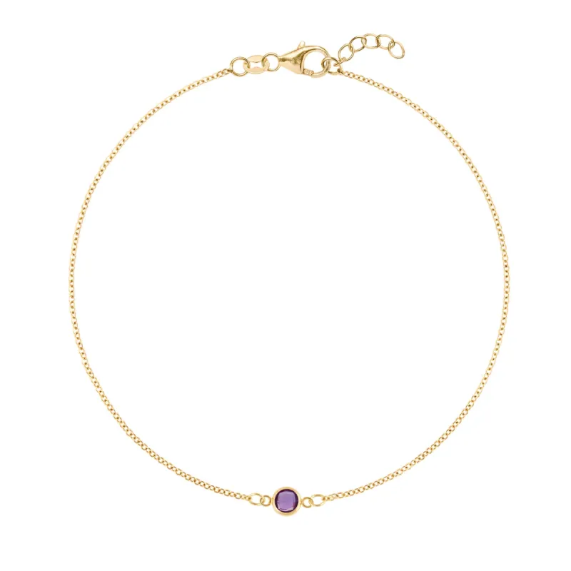 Petite 1 Amethyst Bracelet in 14k Gold (February) sold by Haverhill