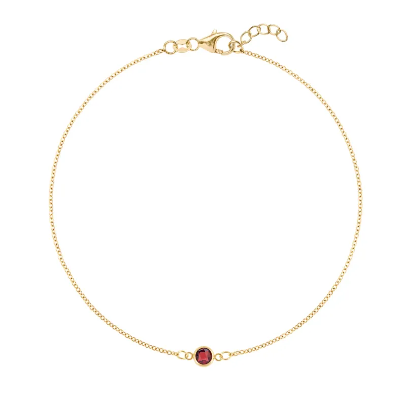 Petite 1 Garnet Bracelet in 14k Gold (January) sold by Haverhill