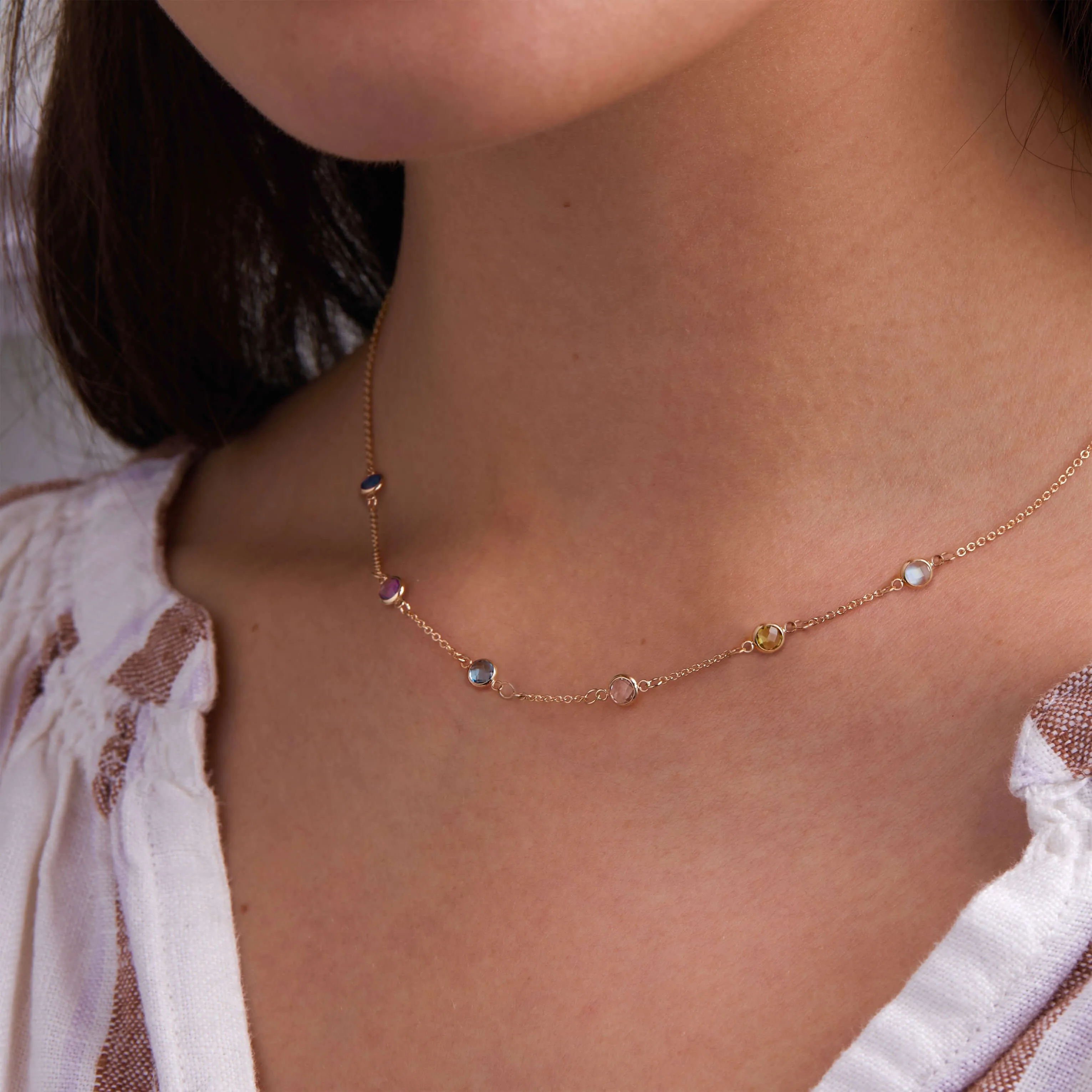 Petite 6 Birthstone Necklace in 14k Gold sold by Haverhill product image thumbnail 3