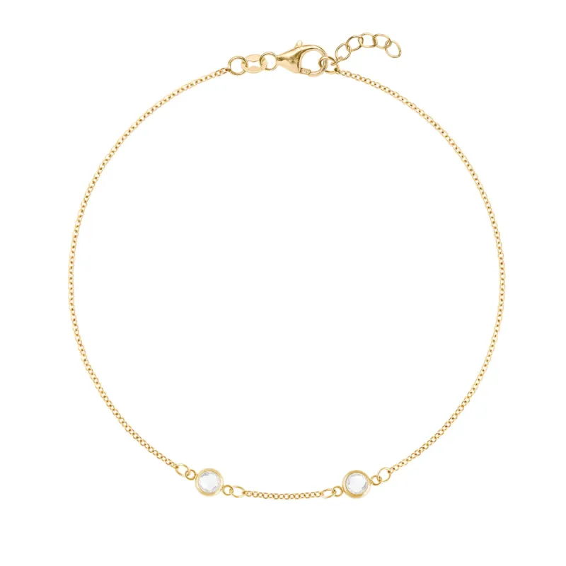 Petite 2 Birthstone Bracelet in 14k Gold sold by Haverhill