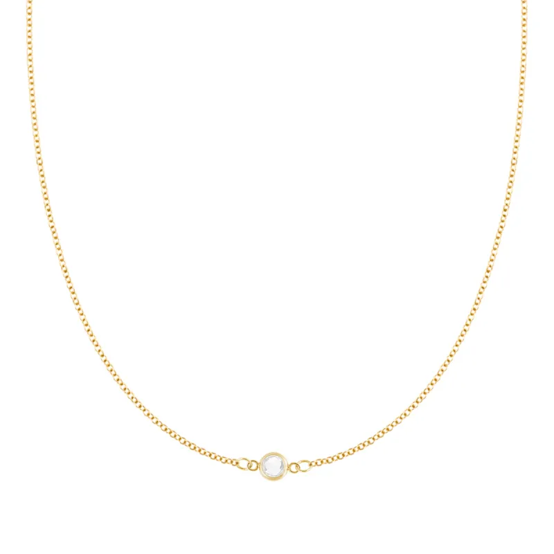 Petite 1 Birthstone Necklace in 14k Gold sold by Haverhill