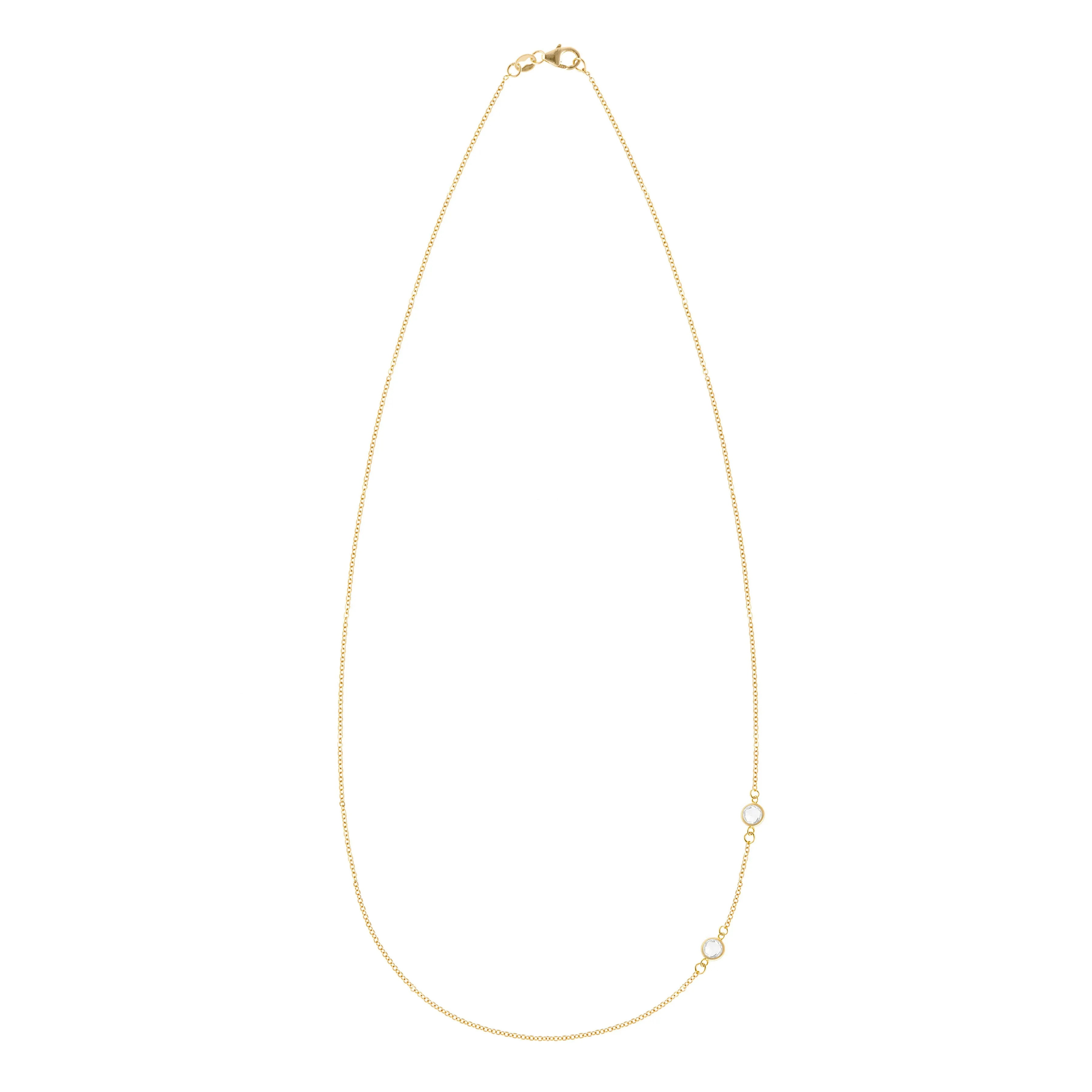 Petite 2 Birthstone Necklace in 14k Gold sold by Haverhill product image thumbnail 4