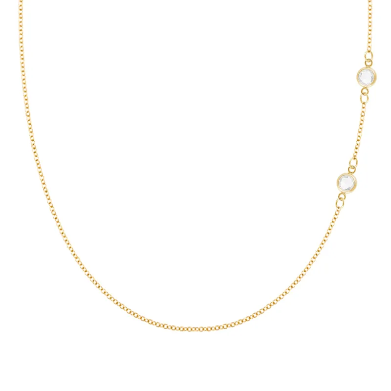Petite 2 Birthstone Necklace in 14k Gold sold by Haverhill
