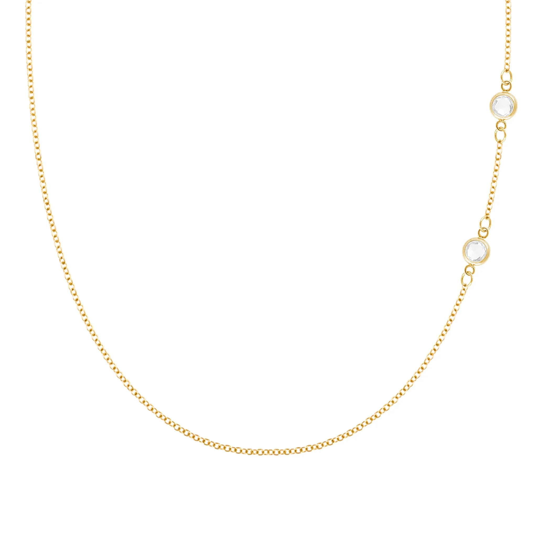 Petite 2 Birthstone Necklace in 14k Gold sold by Haverhill