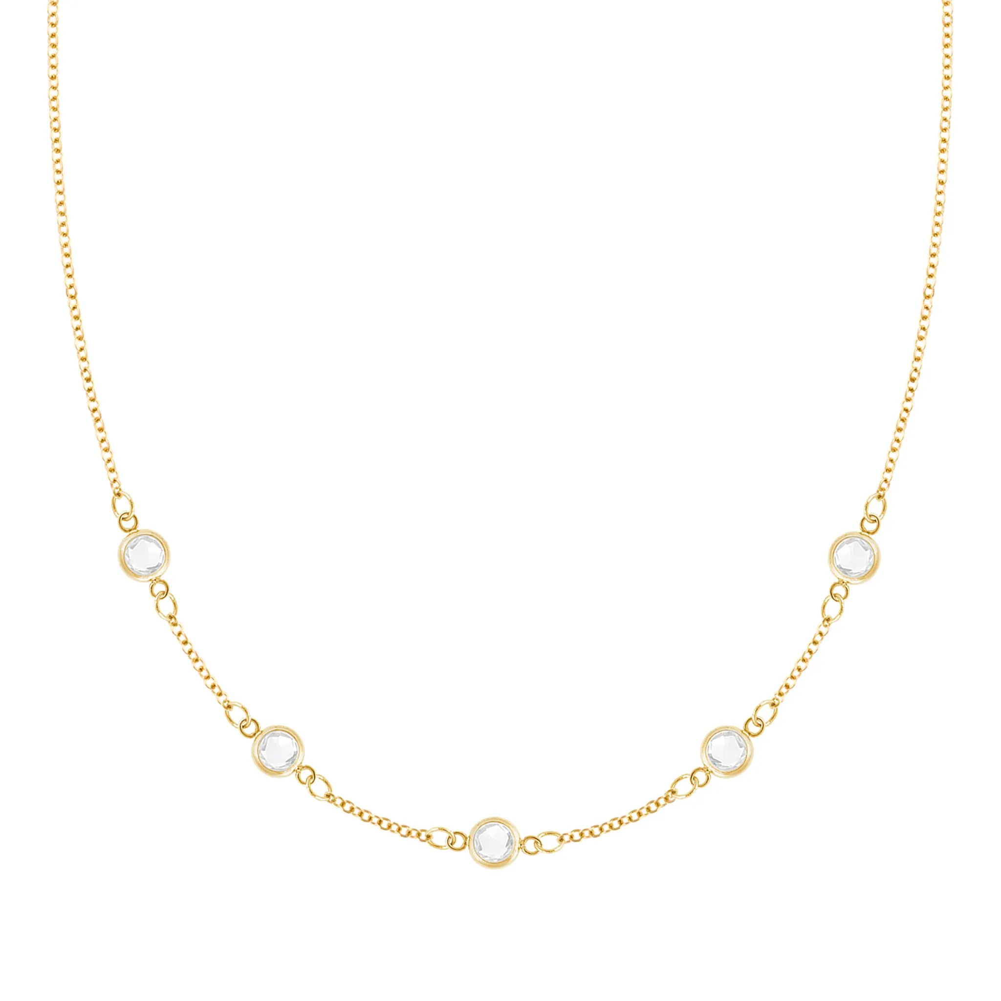 Petite 5 Birthstone Necklace in 14k Gold sold by Haverhill