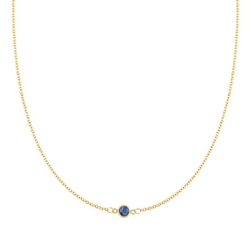 Personalized Classic 1 Birthstone Necklace in 14k Gold made by Haverhill