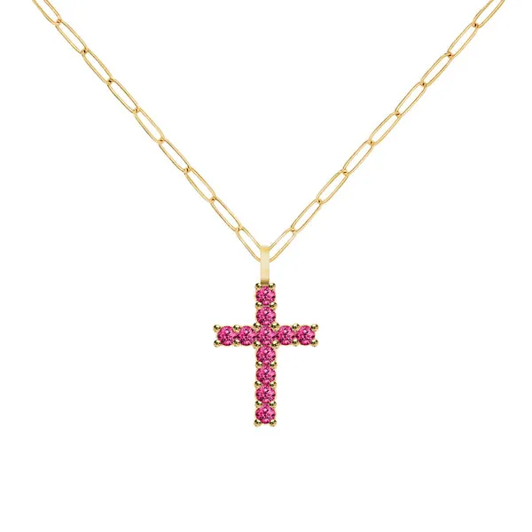 Rosecliff Cross Ruby Pendant in 14k Gold (July) sold by Haverhill