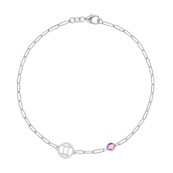 Personalized Zodiac & Birthstone Adelaide Mini Bracelet in 14k Gold sold by Haverhill
