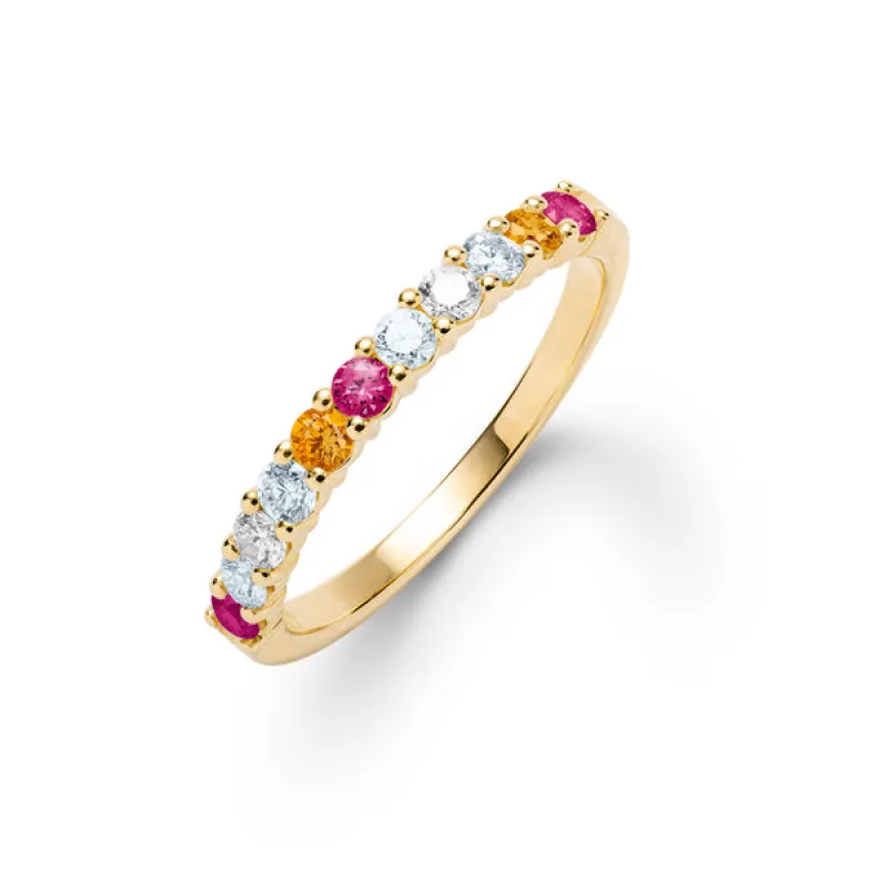 Personalized Rosecliff Birthstone Stackable Ring in 14k Gold sold by Haverhill
