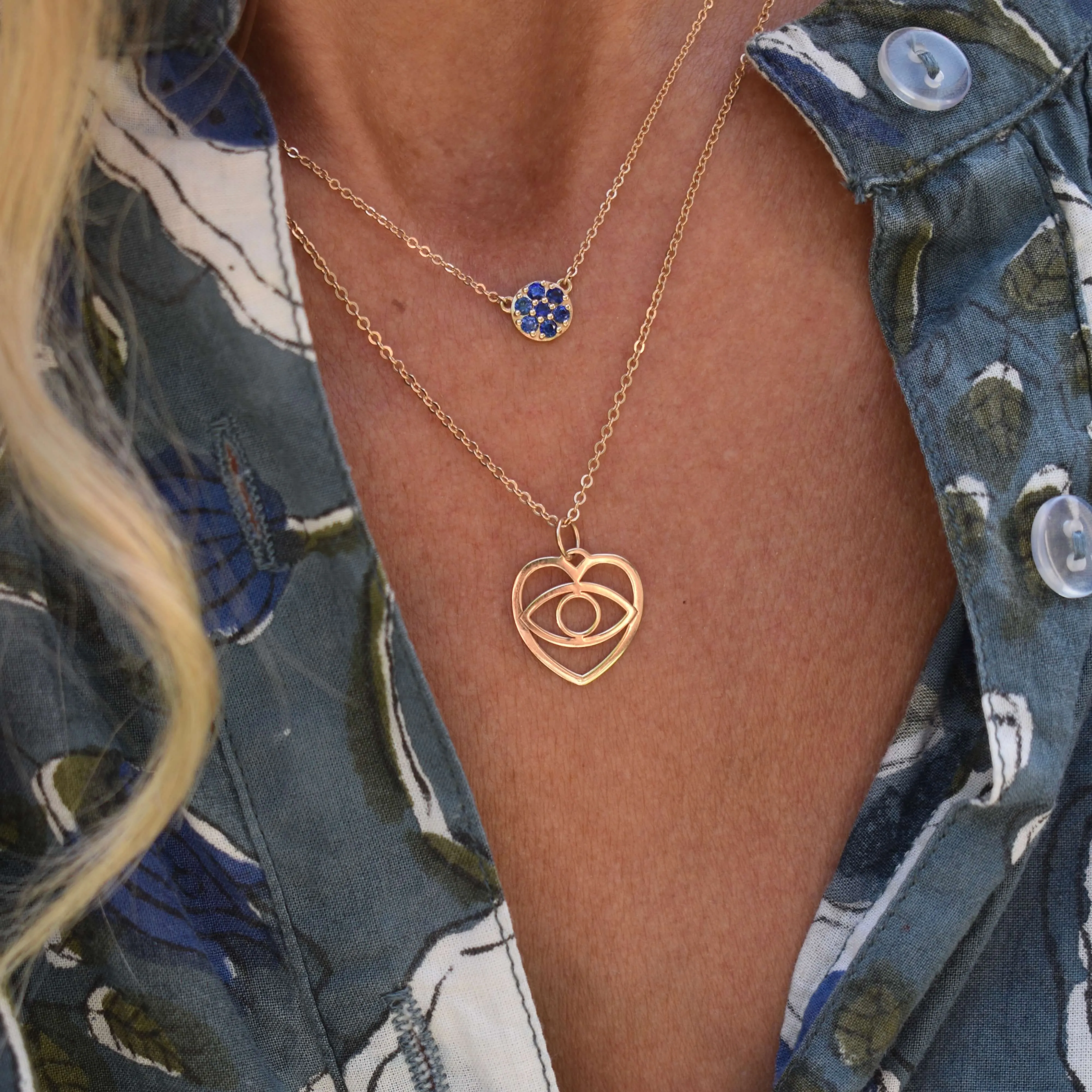 Large Flat Evil Eye Heart Pendant sold by Haverhill product image thumbnail 2