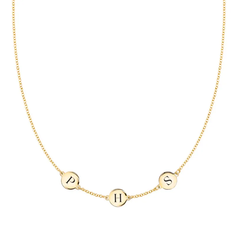 Personalized 3 Letter Necklace in 14k Gold (Single Spacing) sold by Haverhill