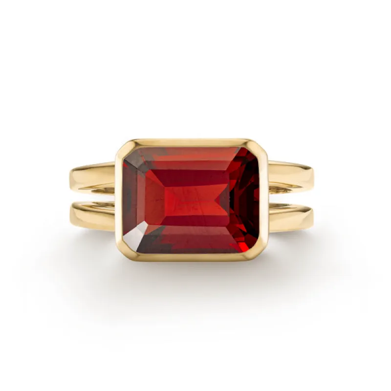 Personalized Warren Horizontal Birthstone Ring in 14k Gold sold by Haverhill