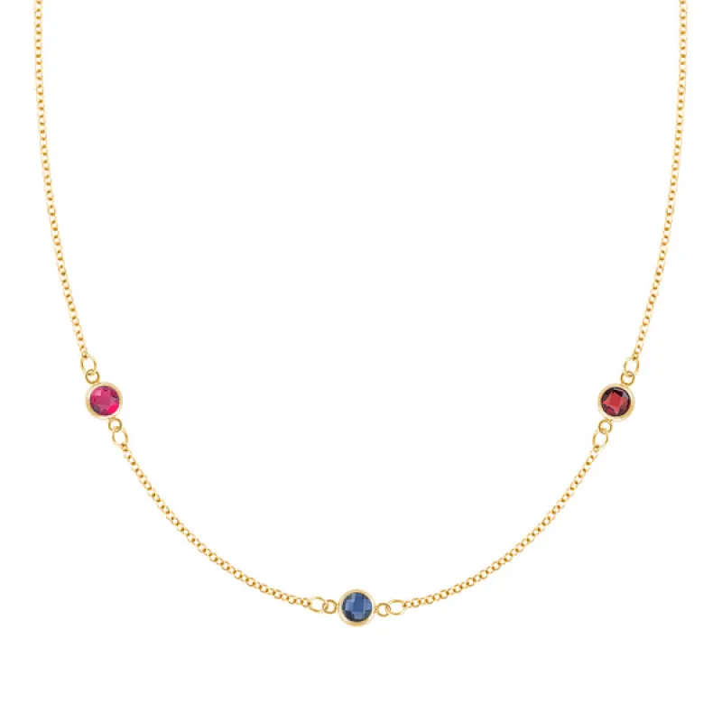 Personalized Classic 3 Birthstone Necklace in 14k Gold sold by Haverhill