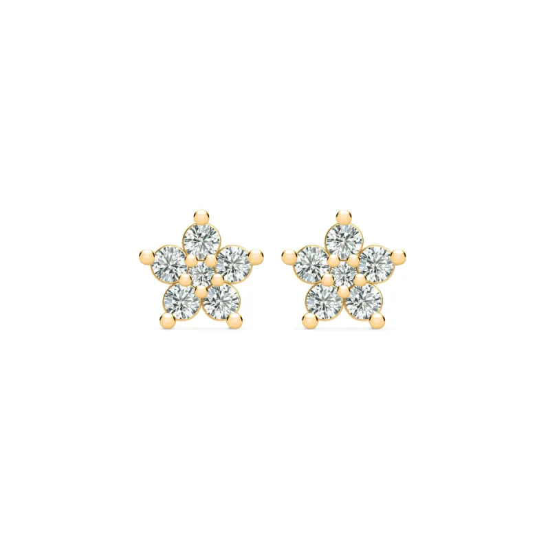 Greenwich Mini Flower Diamond Earrings in 14k Gold (April) sold by Haverhill