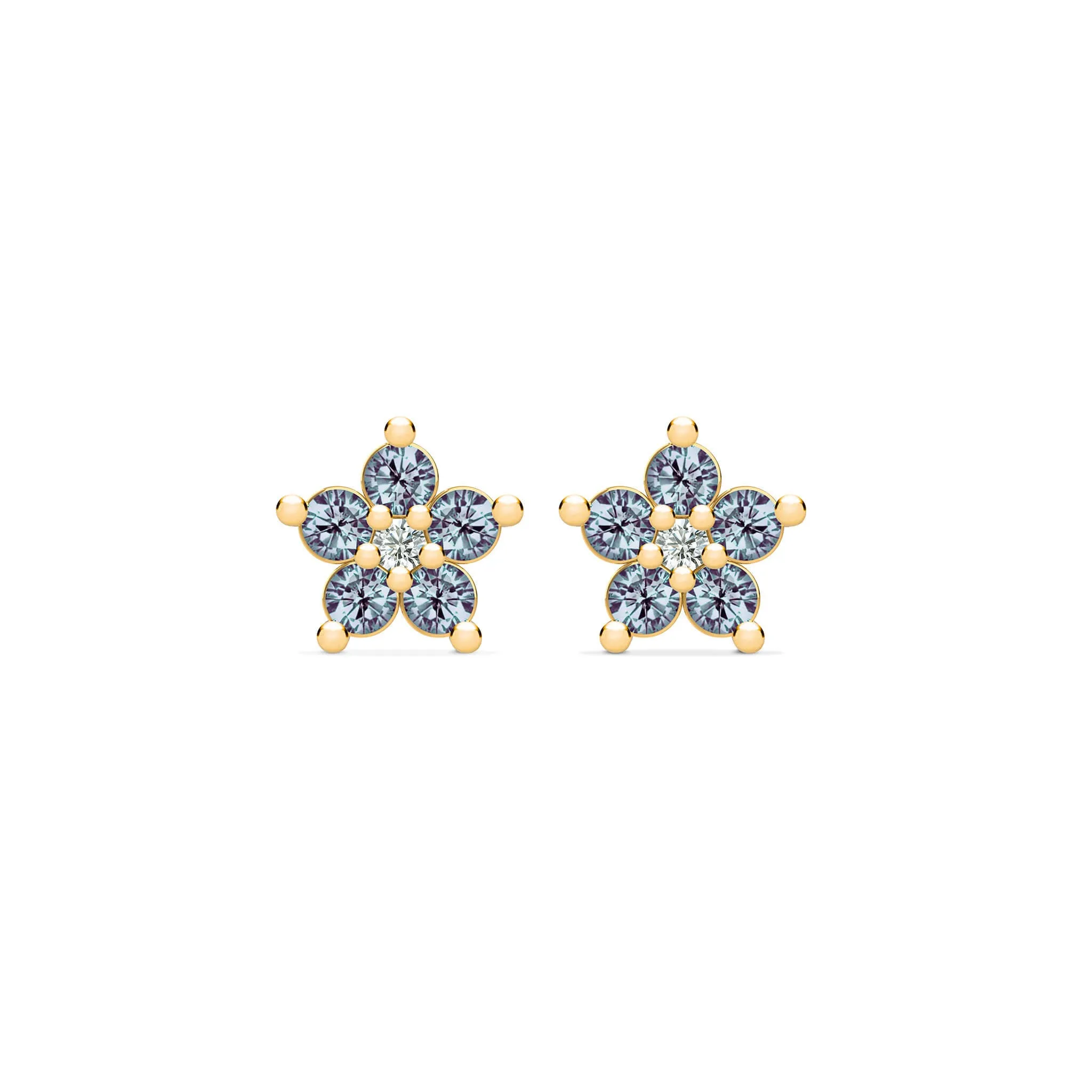 Greenwich Mini Flower Alexandrite & Diamond Earrings in 14k Gold (June) sold by Haverhill