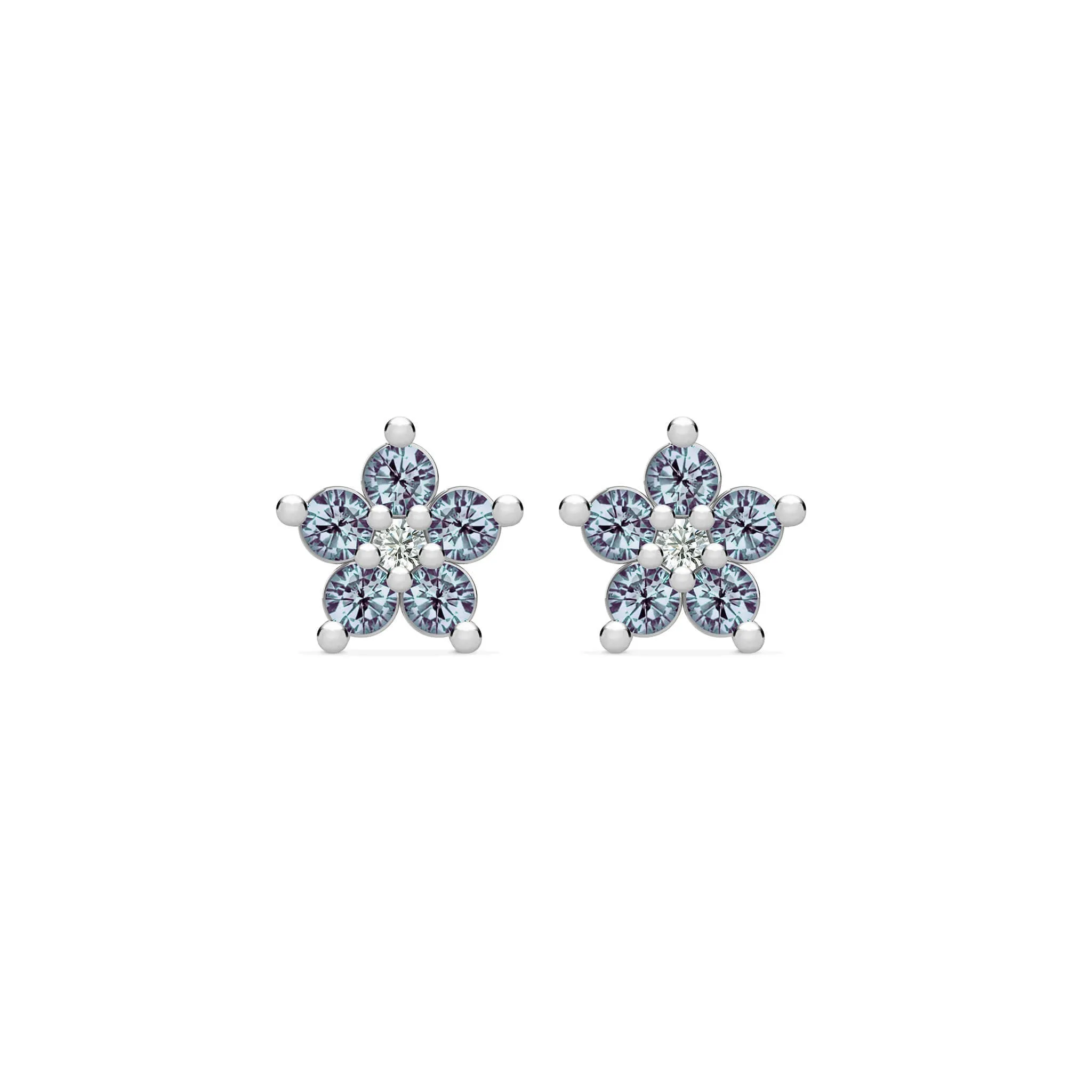 Greenwich Mini Flower Alexandrite & Diamond Earrings in 14k Gold (June) sold by Haverhill product image thumbnail 4