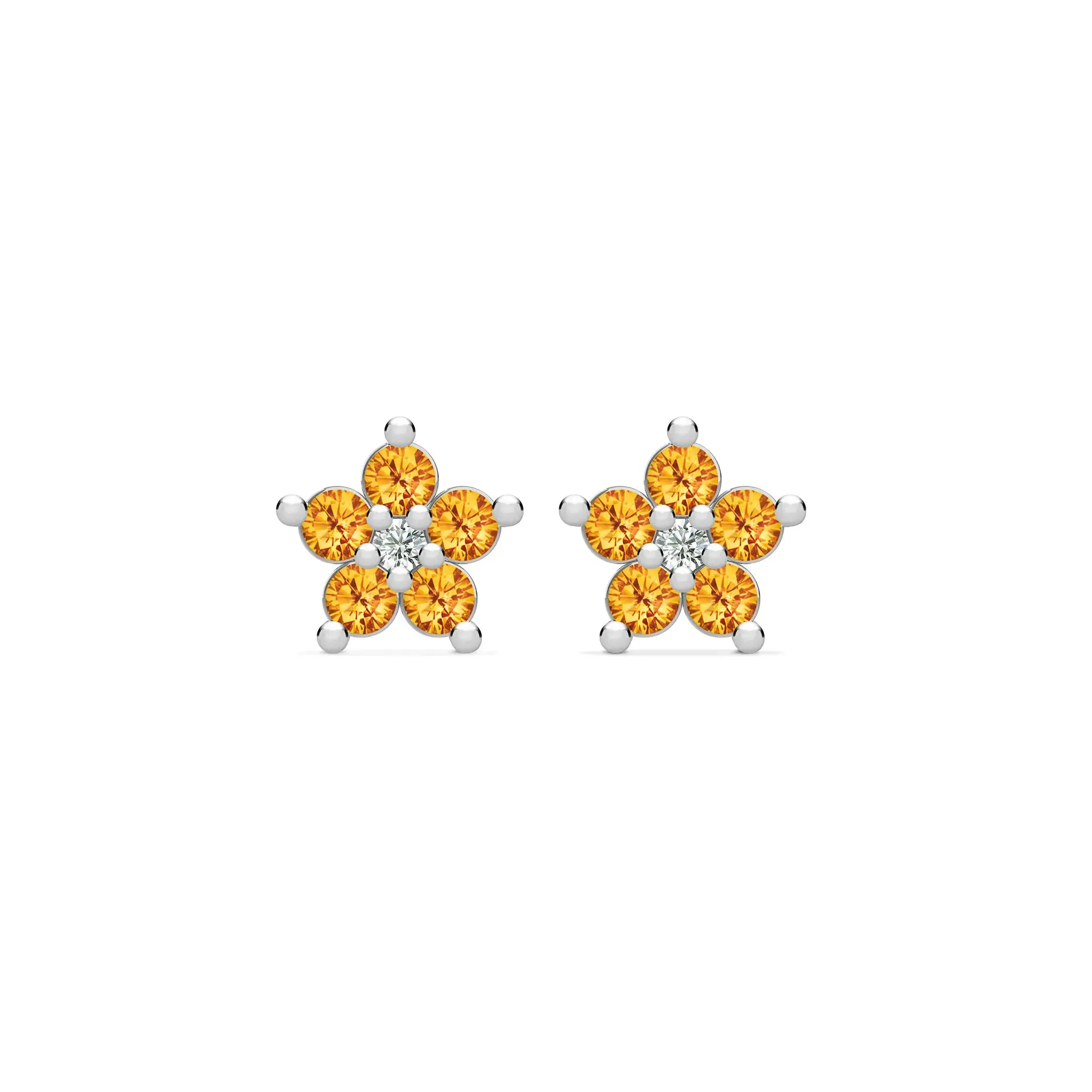 Greenwich Mini Flower Citrine & Diamond Earrings in 14k Gold (November) sold by Haverhill product image thumbnail 4